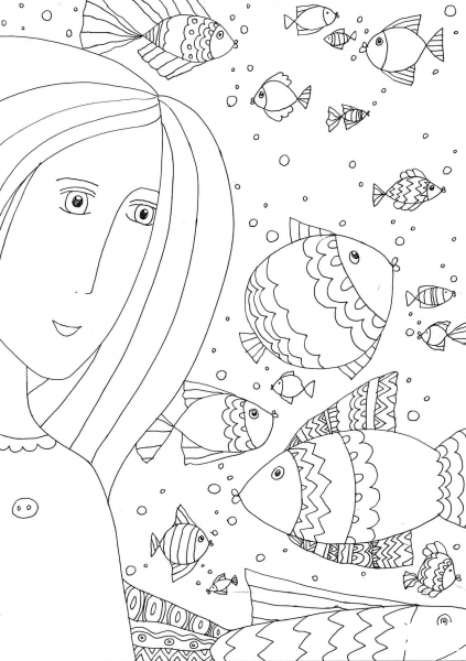 Fish from the Childhood coloring page image