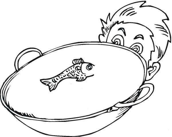 Fish In The Bowl  coloring page image