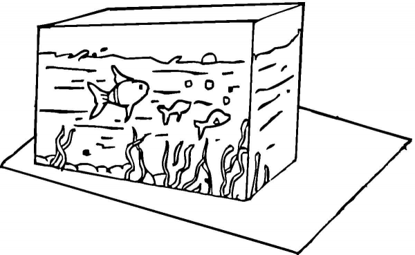 Fish in the Tank  coloring page image