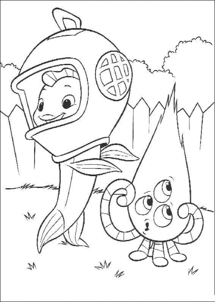 Fish Out Of The Water And Melvin coloring page image