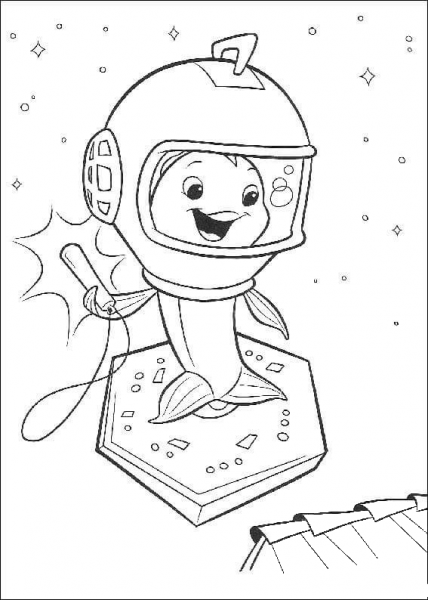 Fish Out Of The Water in the cosmos coloring page image