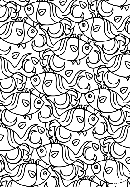 Fish Pattern coloring page image
