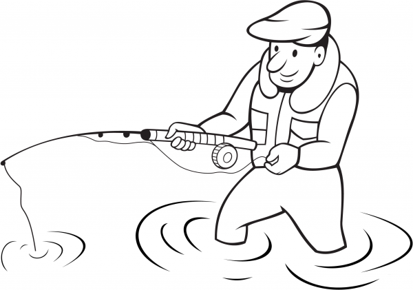 Fisherman coloring page image