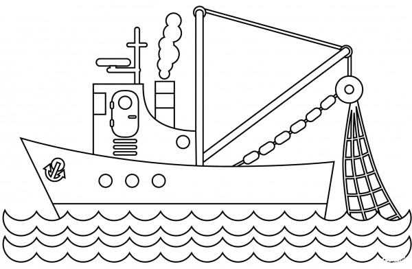 Fishing Boat coloring page image