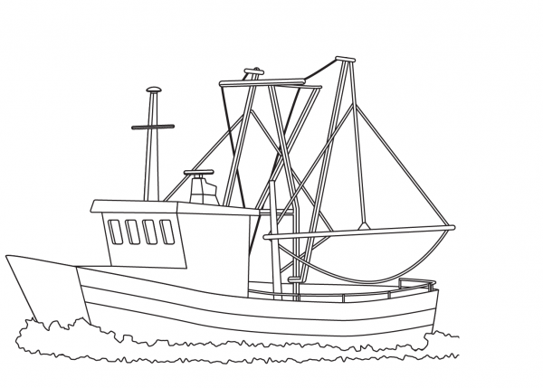 Fishing Boat coloring page image