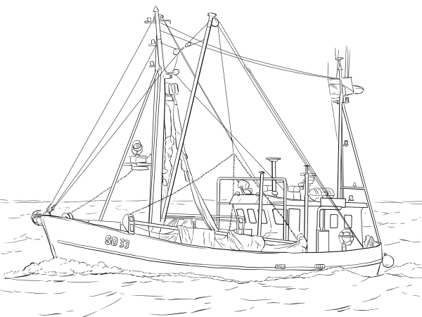 Fishing Boat coloring page image