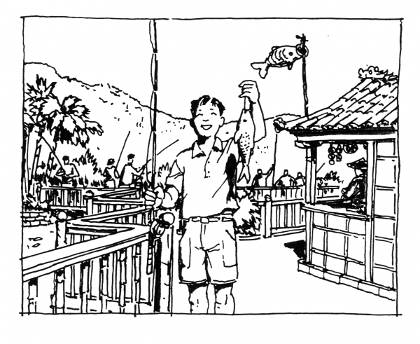 Fishing coloring page image