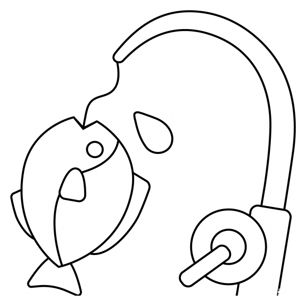 Fishing Pole Emoji coloring page image