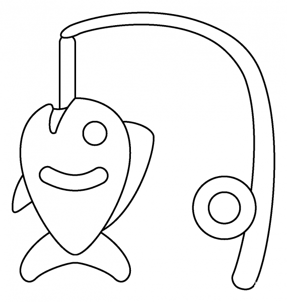Fishing Pole Emoji coloring page image