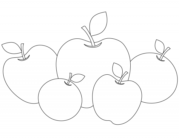Five Apples coloring page image