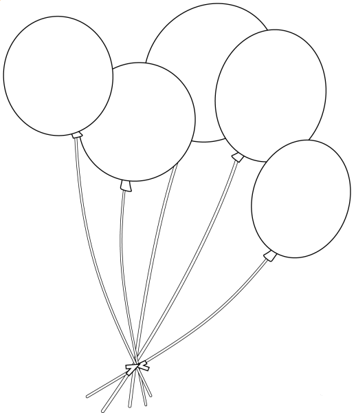 Five Balloons coloring page image