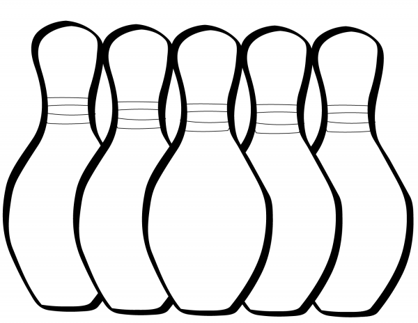 Five Bowling Pins coloring page image