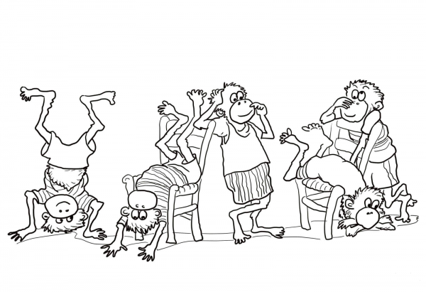 Five Little Monkeys with Nothing to Do coloring page image
