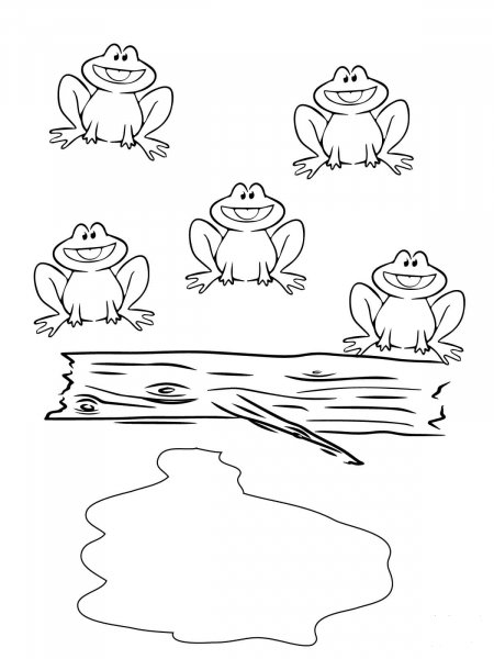 Five Little Speckled Frogs coloring page image