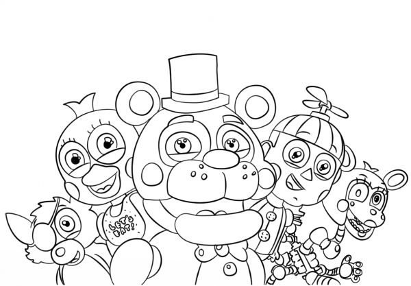Five Nights at Freddy’s  All Characters coloring page image