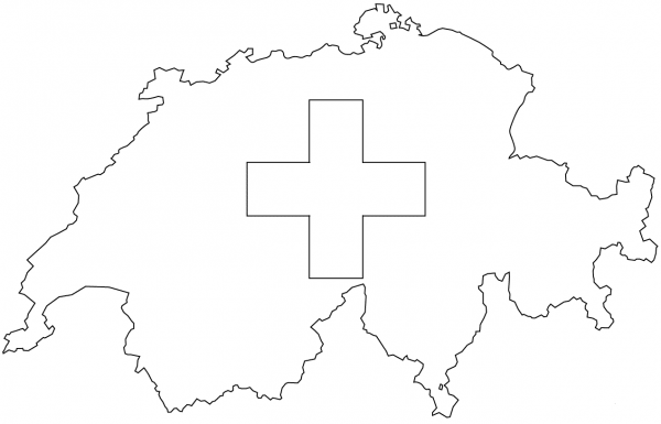 Flag Map of Switzerland coloring page image