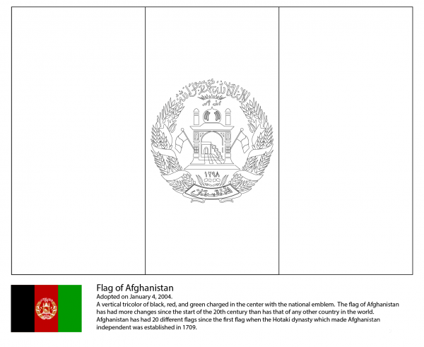 Flag of Afghanistan coloring page image
