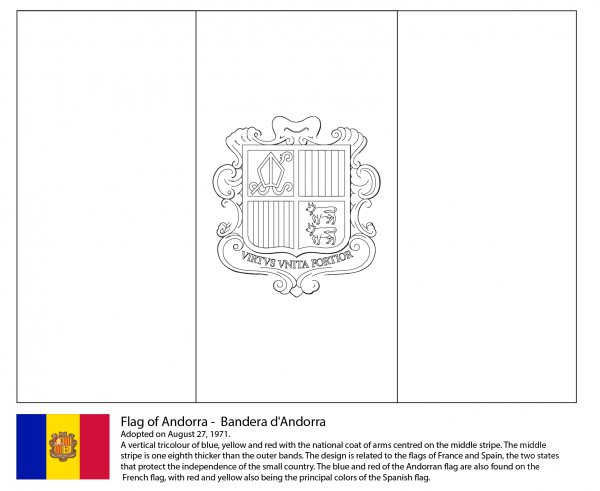 Flag of Andorra coloring page image