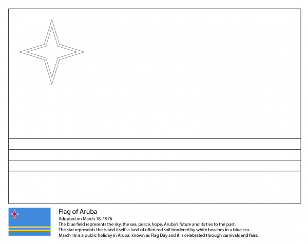 Flag of Aruba coloring page image