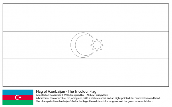 Flag of Azerbaijan coloring page image
