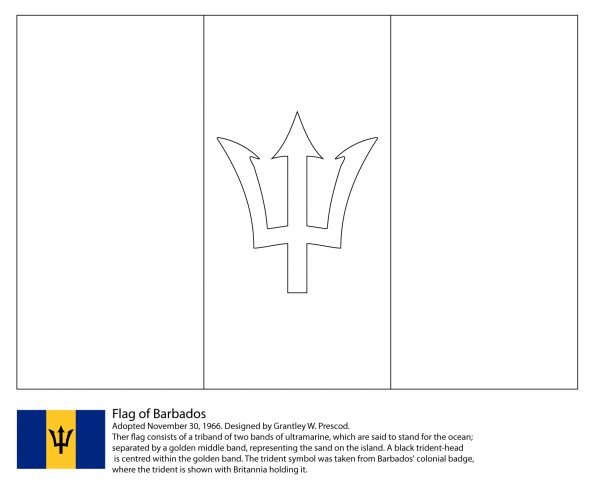 Flag of Barbados coloring page image