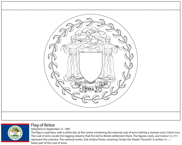 Flag of Belize coloring page image