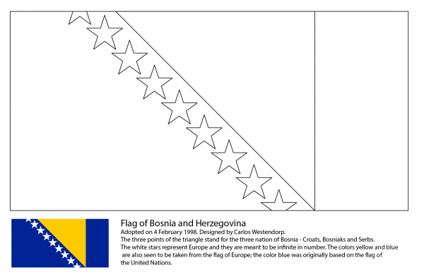 Flag of Bosnia and Herzegovina coloring page image