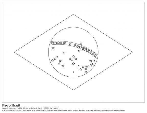 Flag of Brazil coloring page image