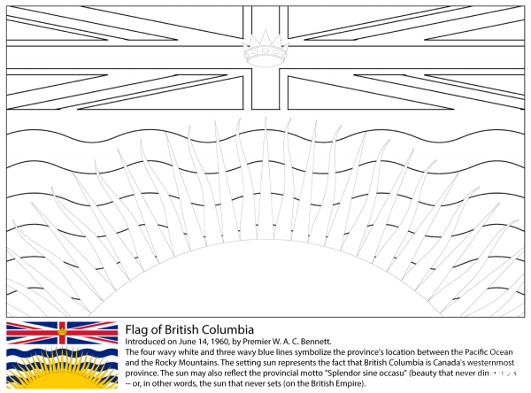 Flag of British Columbia coloring page image
