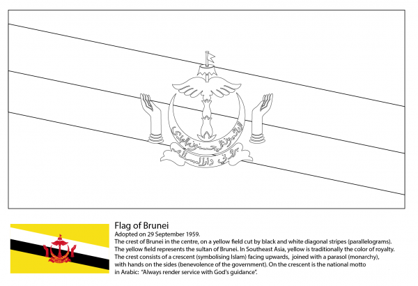 Flag of Brunei coloring page image
