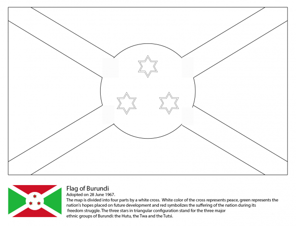 Flag of Burundi coloring page image