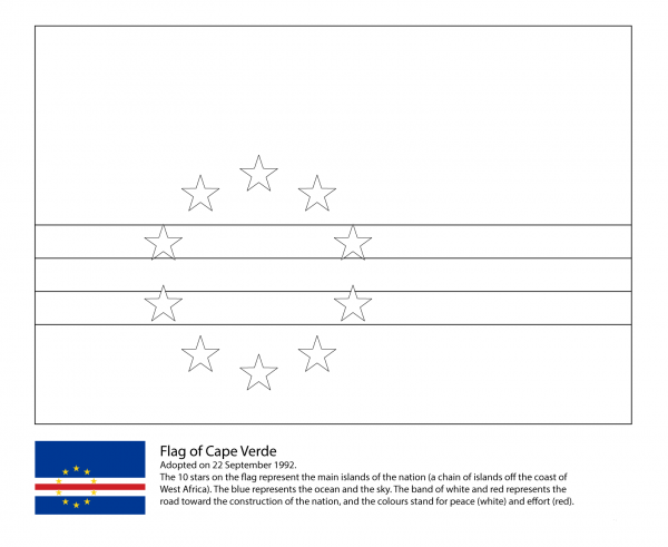 Flag of Cape Verde coloring page image