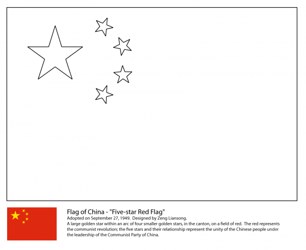 Flag of China coloring page image