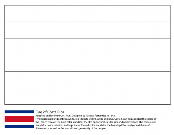 Flag of Costa Rica coloring page image
