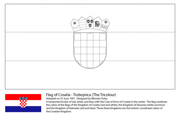 Flag of Croatia coloring page image