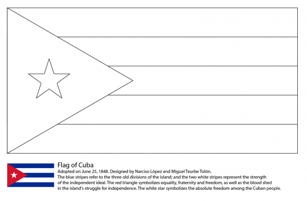Flag of Cuba coloring page image