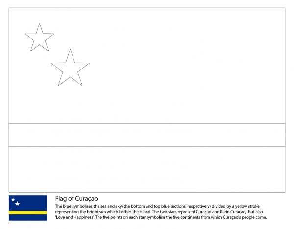 Flag of CuraÃ§ao coloring page image