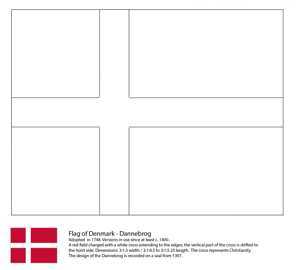 Flag of Denmark coloring page image