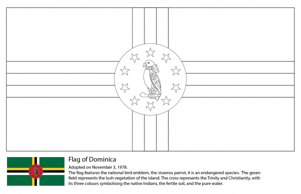 Flag of Dominica coloring page image