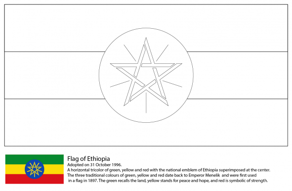Flag of Ethiopia coloring page image