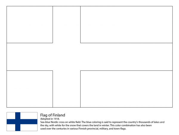 Flag of Finland coloring page image