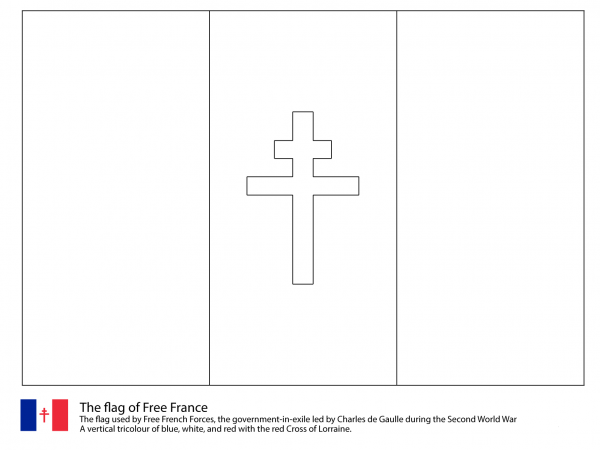 Flag of Free France, 1940-1944 coloring page image