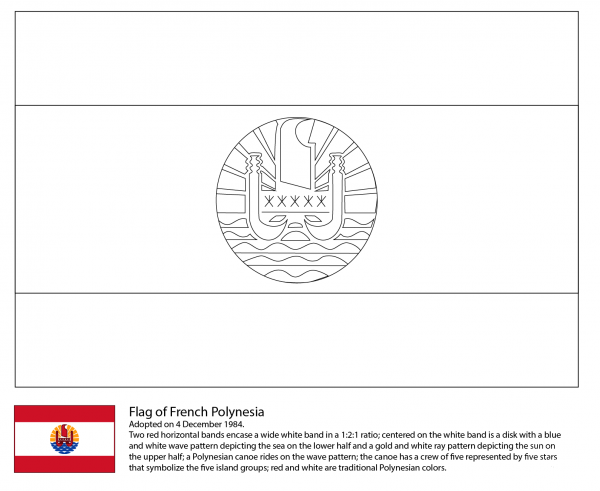 Flag of French Polynesia coloring page image