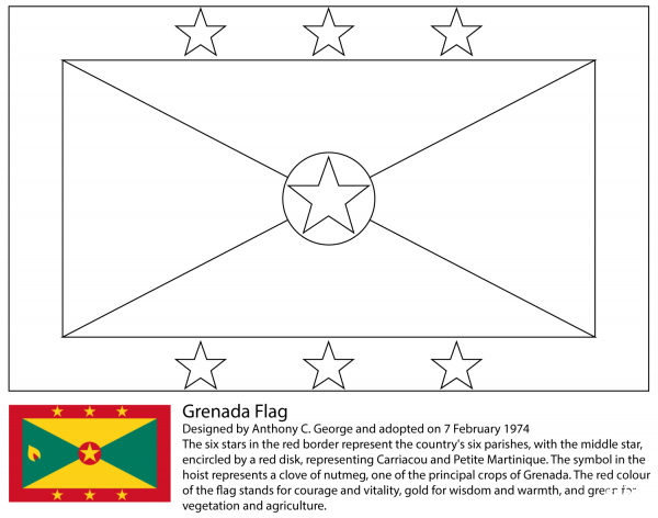Flag of Grenada coloring page image