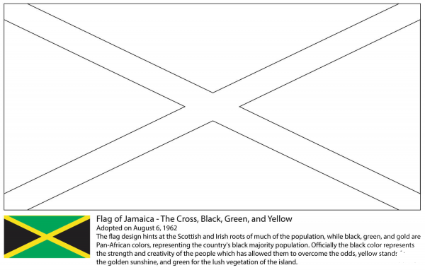Flag of Jamaica  coloring page image