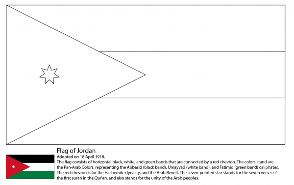 Flag of Jordan coloring page image