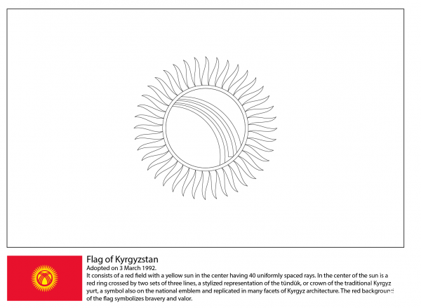 Flag of Kyrgyzstan coloring page image