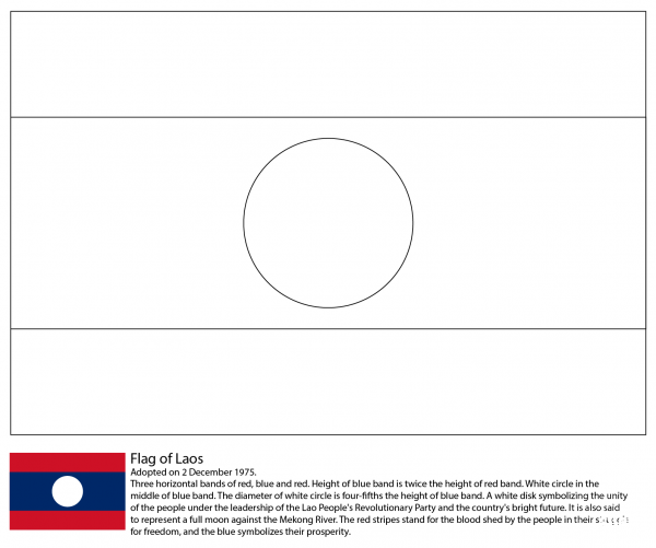 Flag of Laos coloring page image