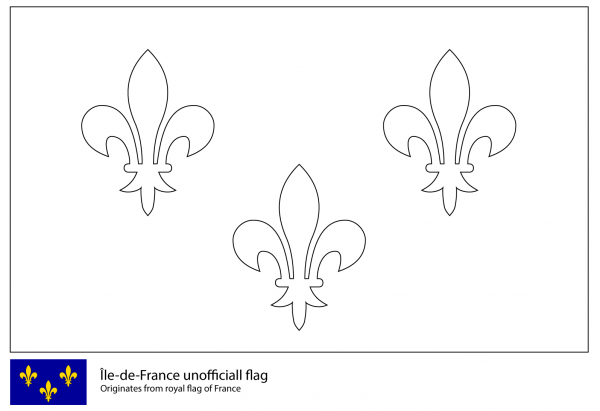 Flag of Ãle-de-France coloring page image