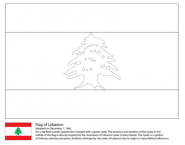 Flag of Lebanon coloring page image